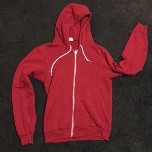 Dark red American apparel zip up sweatshirt